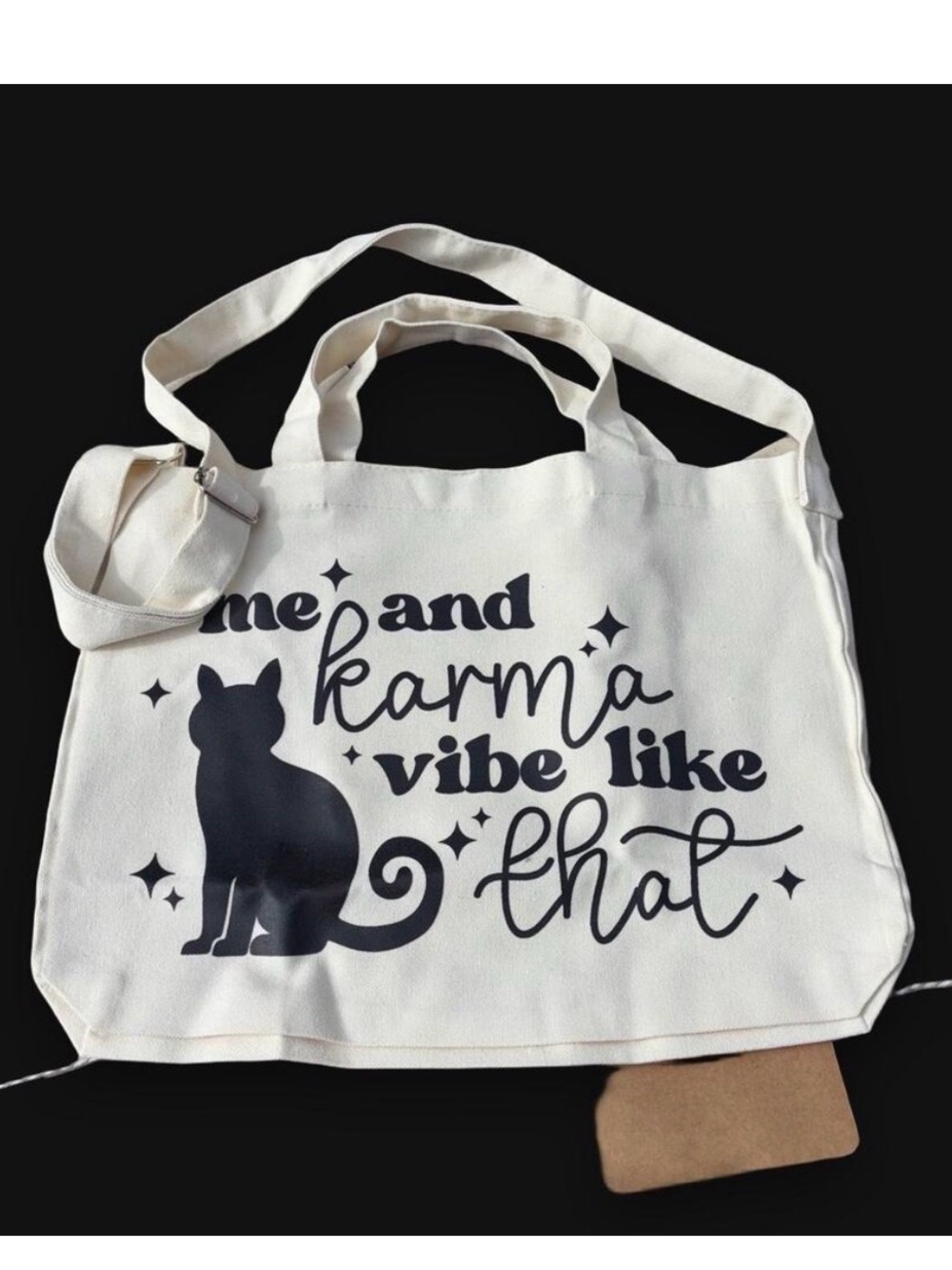 ๐ Canvas messenger tote bag 16x11x2 with handles and strap. Inside zipper pocket - Picture 2 of 6